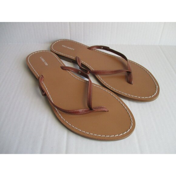 *Lands End Tan Brown Thong Flip Flop Flats - Size 7B - Picture 2 of 6
